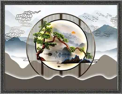 福满居高温微晶壁画定制_03#山水画_新中式